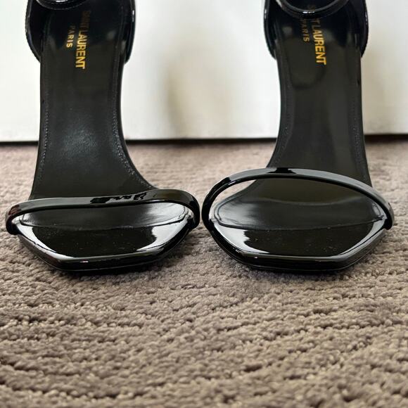 Saint Laurent Opyum YSL High Heel Patent Leather Sandal Pumps Black Size EU 40.5 - Picture 10 of 13